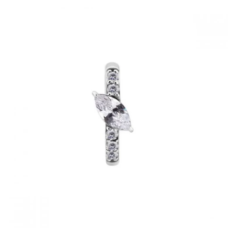Anneau clicker en acier chirurgical avec zircon ovale - Image 3