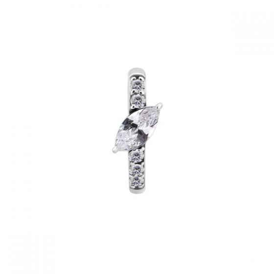 Anneau clicker en acier chirurgical avec zircon ovale - Image 4