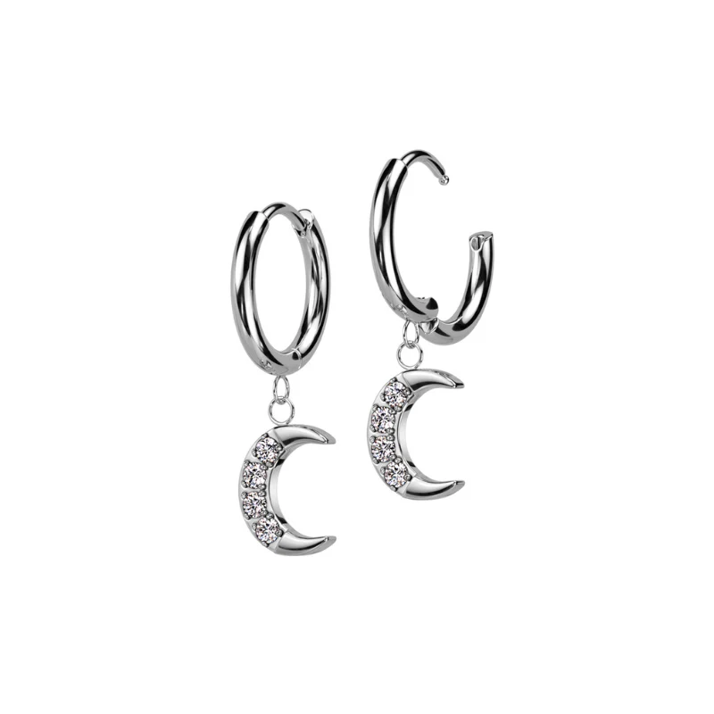 Anneau de piercing clicker avec charms lune - Image 2