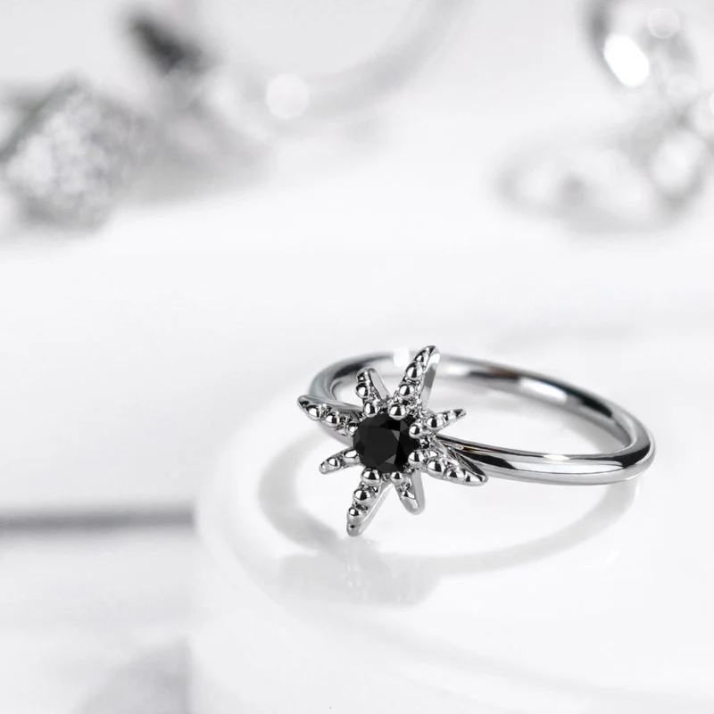 Anneau en rhodium pour l'hélix ou le nez avec étoile brillante - Image 3