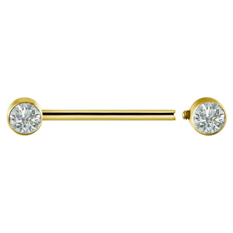 Bijou de téton en PVD gold Titane + zircon premium - Image 2