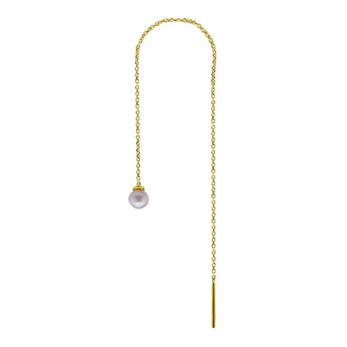 Boucle d’Oreille Pendante en Or Jaune 18 Carats avec Perle de Culture