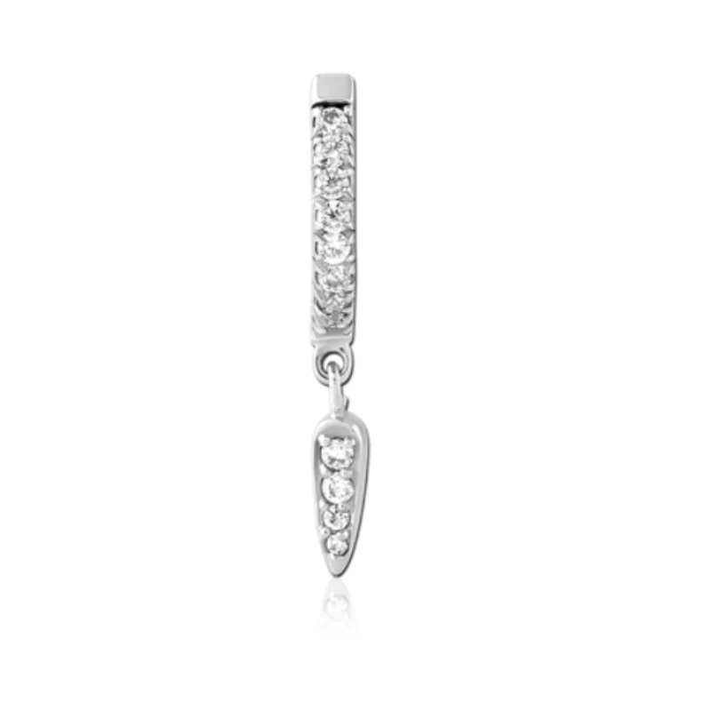 Boucle d'oreille anndeau clicker brillants avec charms intégré - Image 3