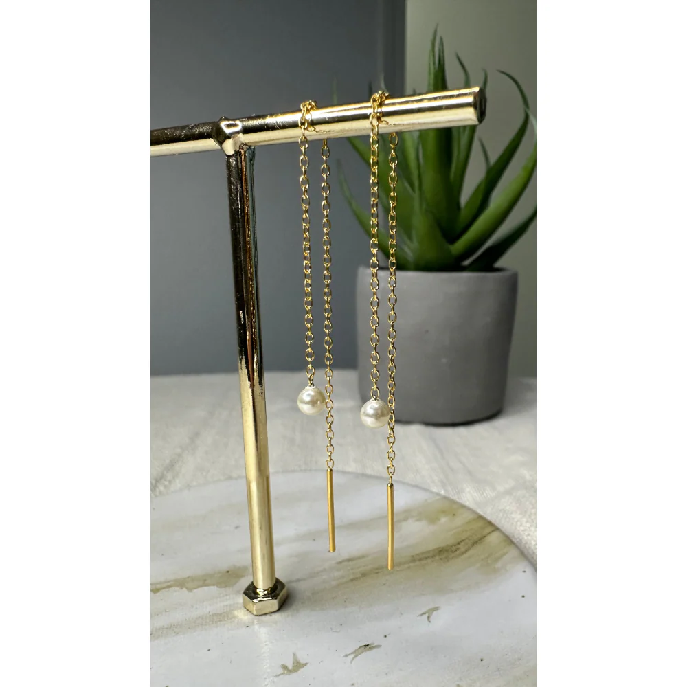Boucle d'oreille pendante avec perle - Image 3