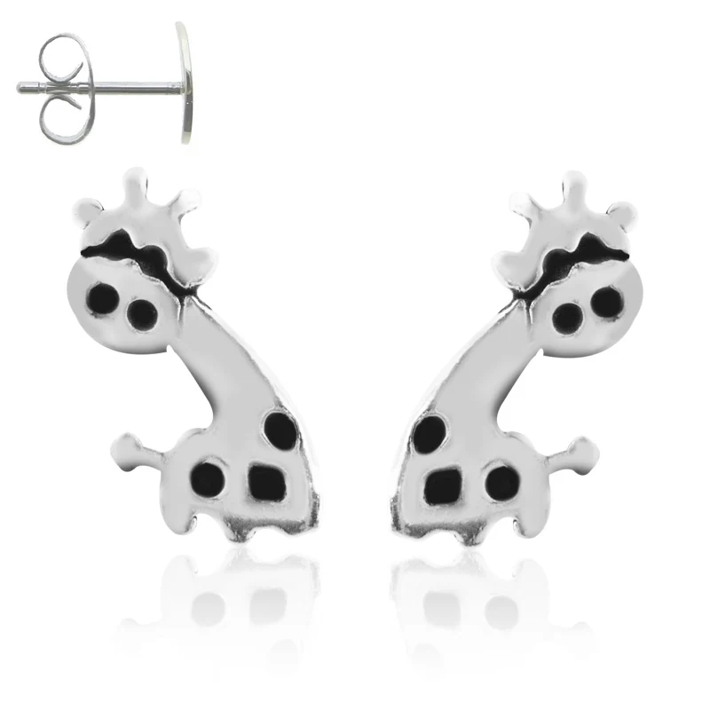Boucle d'oreille girafe en argent