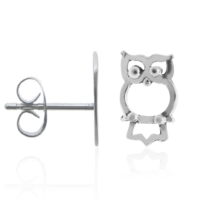 Boucle d'oreille hibou en argent
