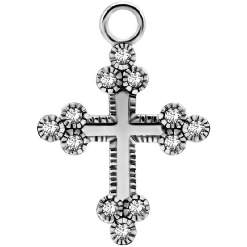 Charms croix en acier chirurgical avec brillants