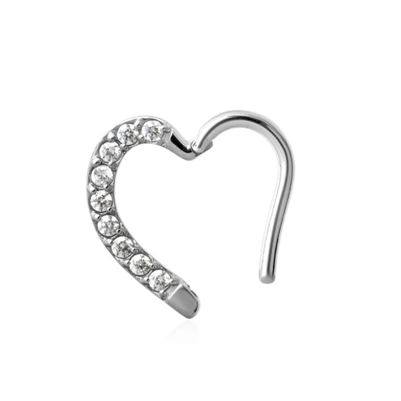 Anneau de piercing pour le rook et le daith motif coeur - Image 3