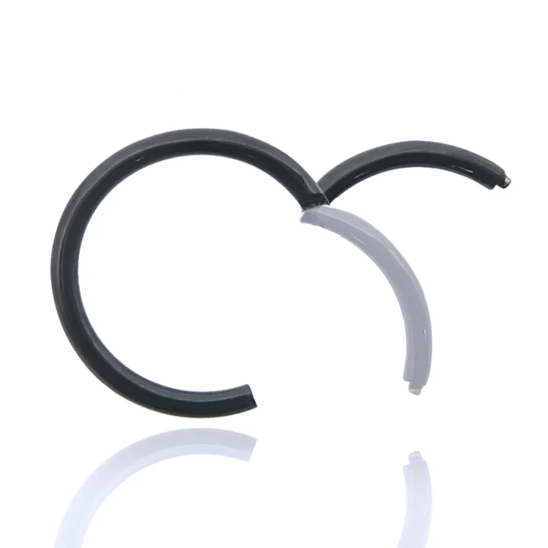 Piercing anneau clicker acier chirurgical noir ouverture manuelle - Image 3