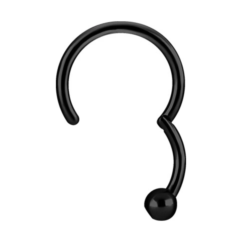 Piercing anneau acier noir clicker avec boule - Image 2