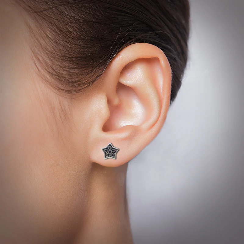 Boucle d'oreille étoile en acier chirurgical - Image 2