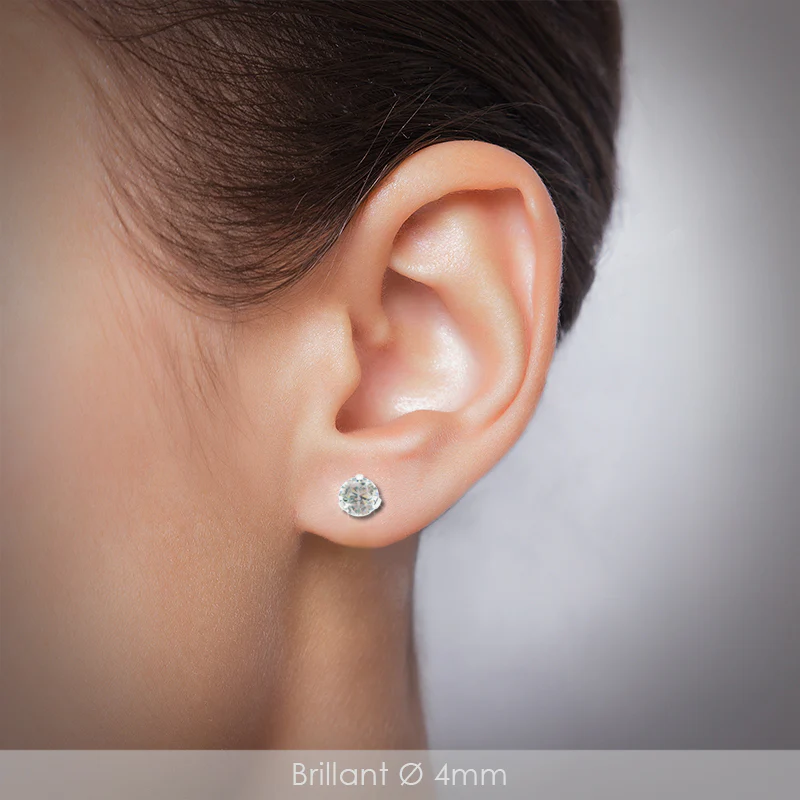 Boucle d'oreille en acier chirurgical avec zircon rond - Image 3