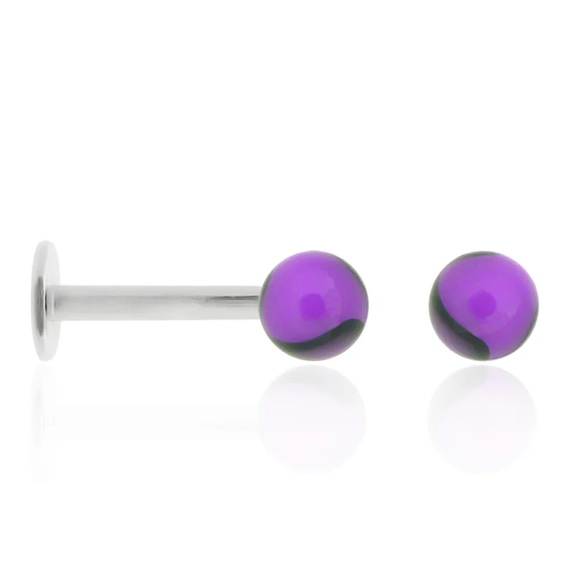 Boucle d'oreille en acier et boule fantaisie - Image 2