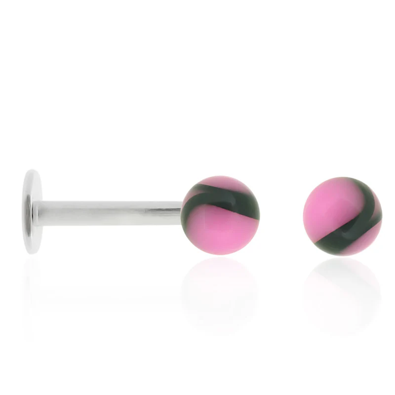 Boucle d'oreille en acier et boule fantaisie - Image 3