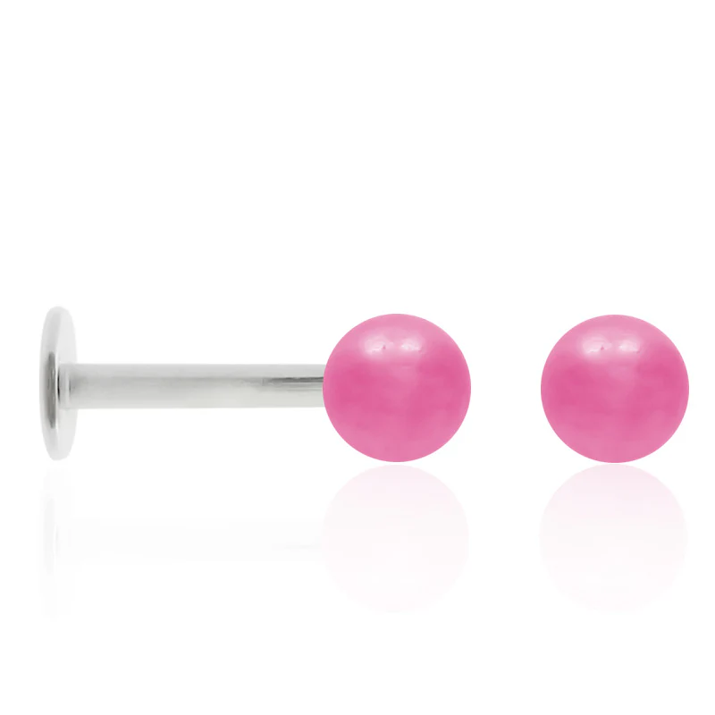 Boucle d'oreille en acier et boule nacrée - Image 2