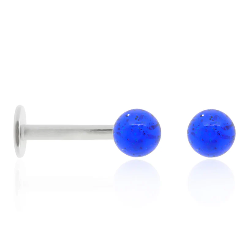 Boucle d'oreille en acier et boule pailletée - Image 10