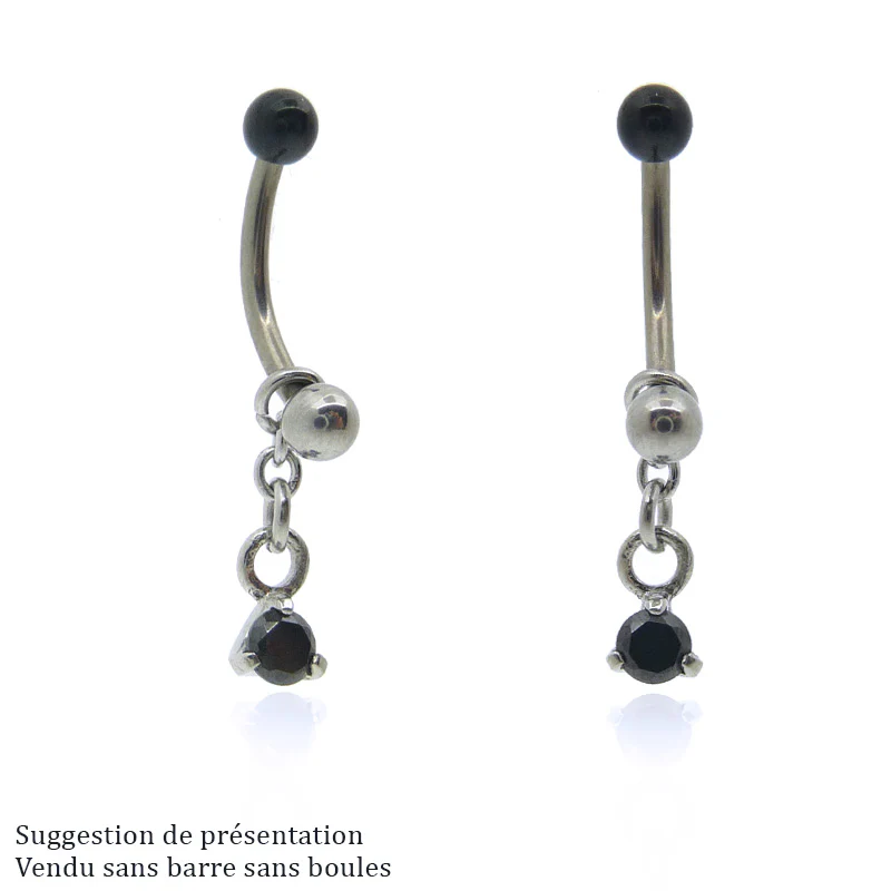Charms pendentif en acier avec brillant noir - Image 3