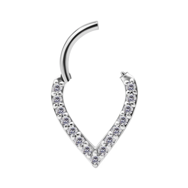 Piercing clicker acier en forme de goutte avec brillants - Image 4