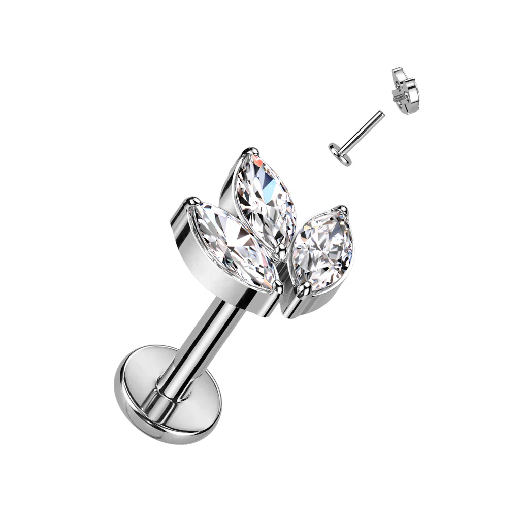 Piercing oreille en titane fleur de lotus