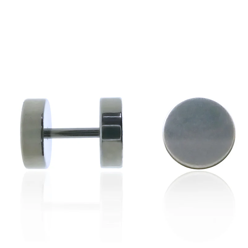 Piercing faux écarteur d'oreille en acier avec motif - Image 4