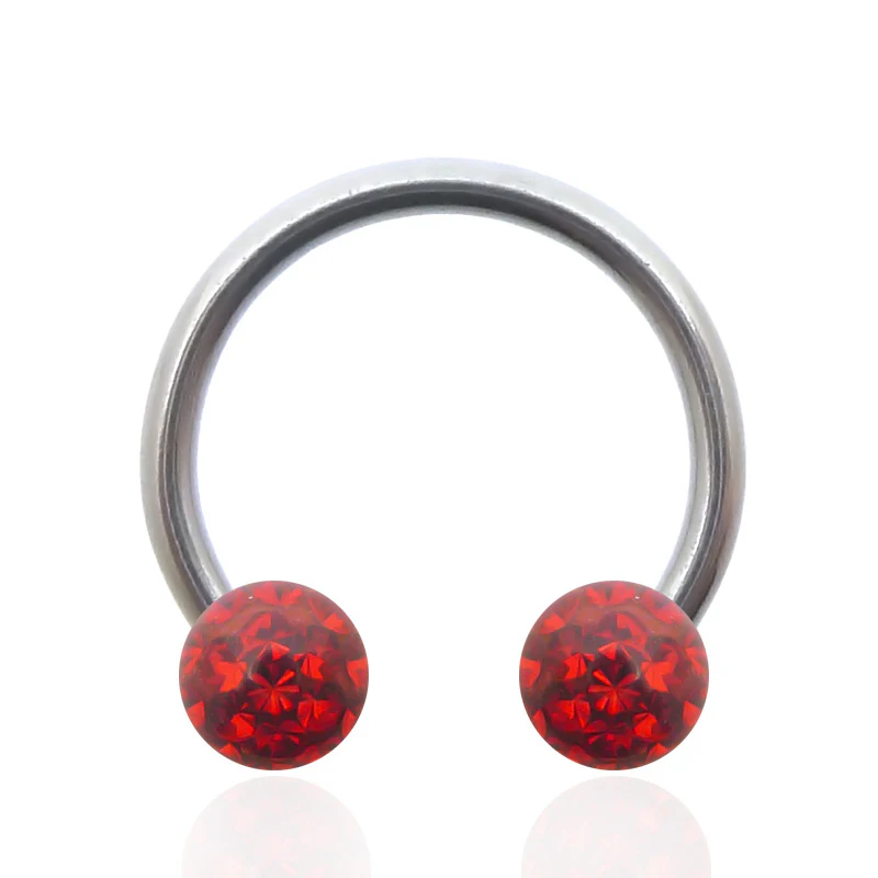 Piercing fer à cheval avec boules en cristal de Swarovski