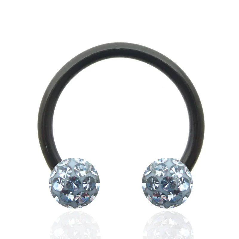 Piercing fer à cheval acier noir et cristal de Swarovski (1,2mm) - Image 3