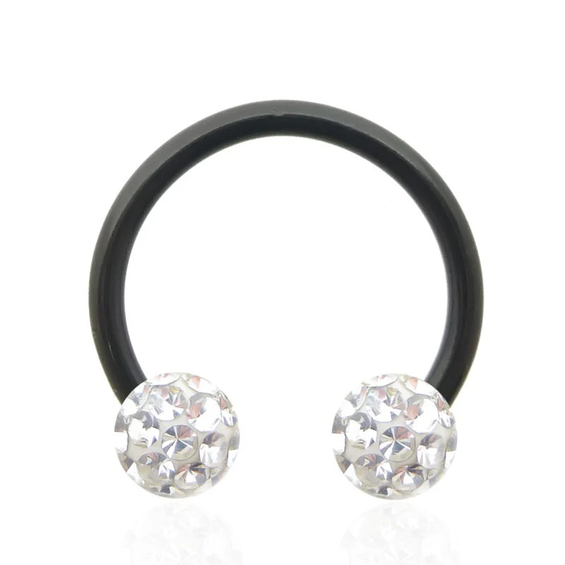 Piercing intime fer à cheval en bioflex et cristal de Swarovski (1,6mm) - Image 7