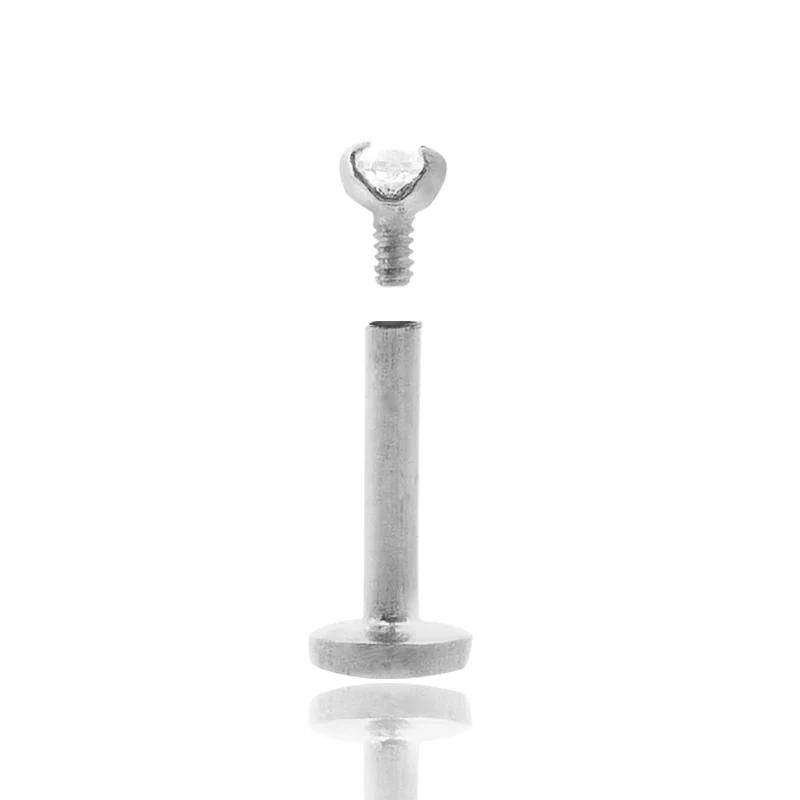 Piercing labret en or blanc avec diamant 0,05 carats - Image 2