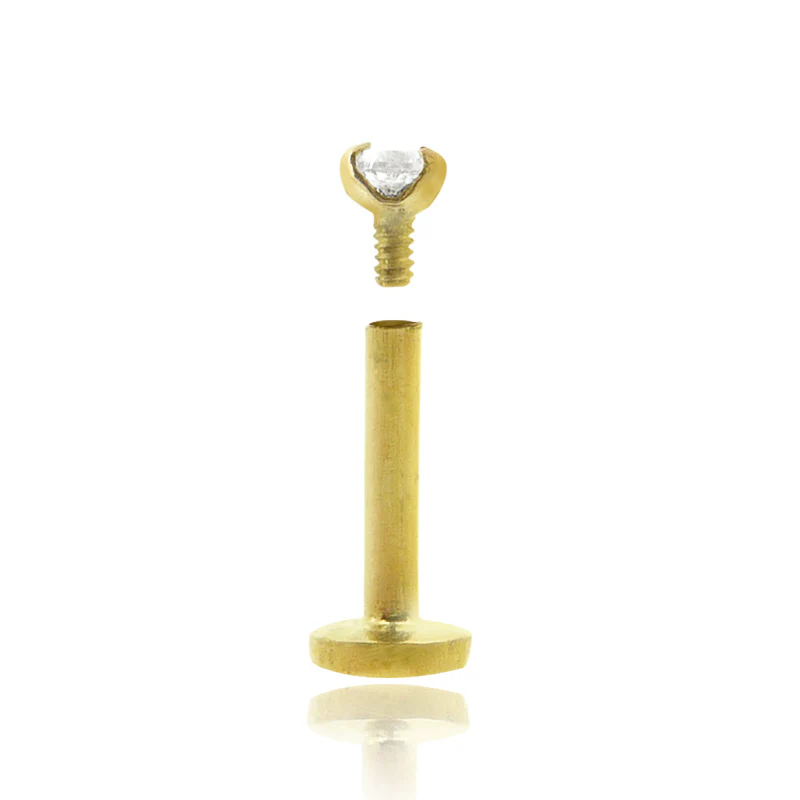 Piercing labret en or jaune avec diamant 0,05 carats - Image 2