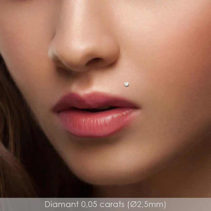 Piercing labret en or jaune avec diamant 0,05 carats - Image 5