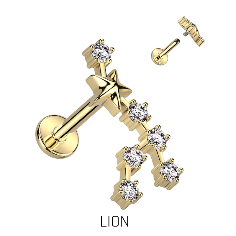 Piercing Zodiaque en Acier Chirurgical Doré – Signe Astrologique - Image 7