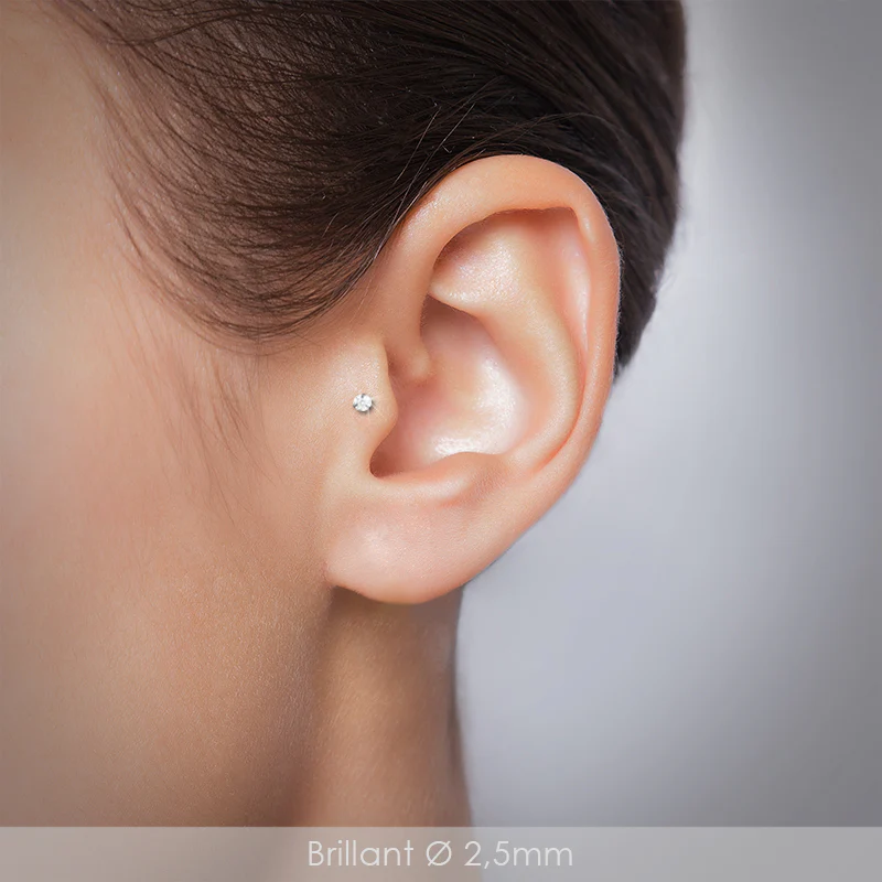 Piercing labret or blanc avec zircon blanc - Image 2