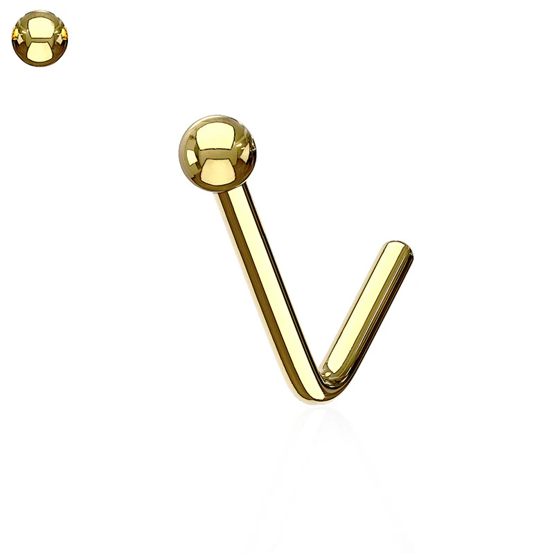 Piercing de nez en acier couleur or (barre pliée)