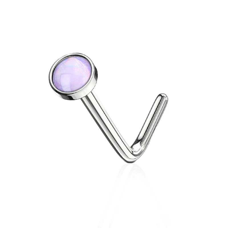 Piercing de nez acier chirurgical avec pierre pastel (barre pliée) - Image 5