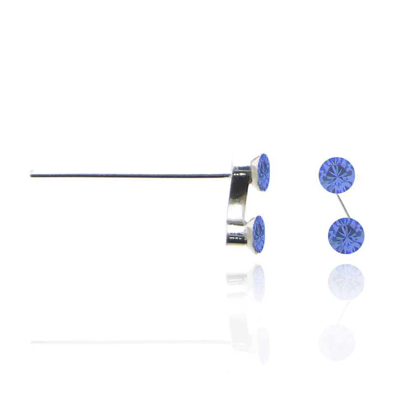 Piercing de nez en argent avec deux zircons