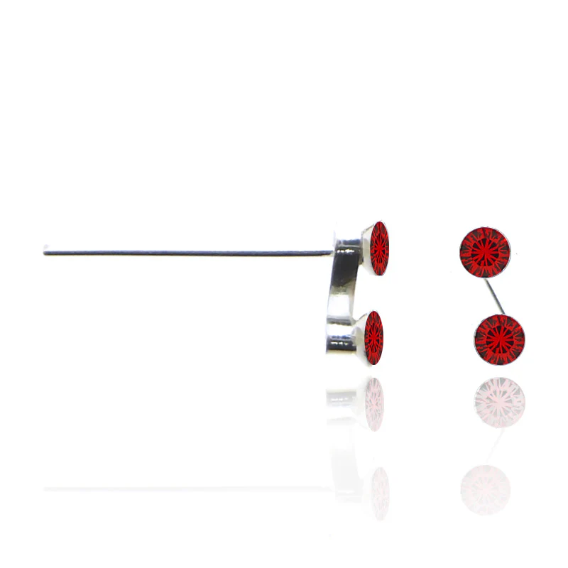 Piercing de nez en argent avec deux zircons - Image 2