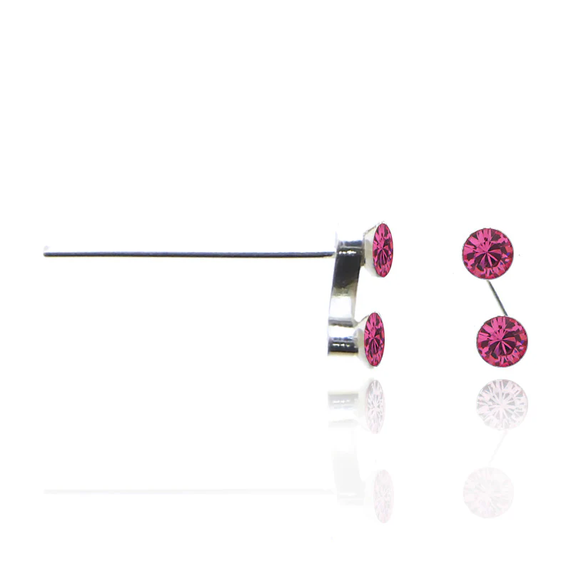 Piercing de nez en argent avec deux zircons - Image 5