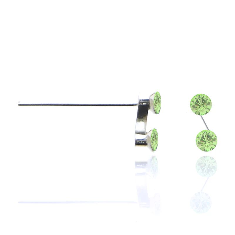 Piercing de nez en argent avec deux zircons - Image 6