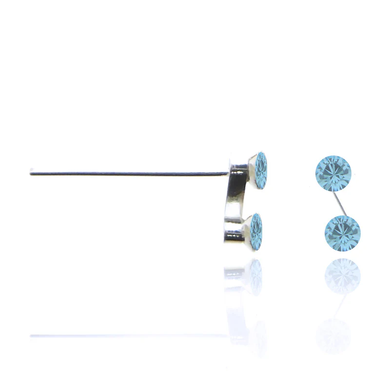 Piercing de nez en argent avec deux zircons - Image 7