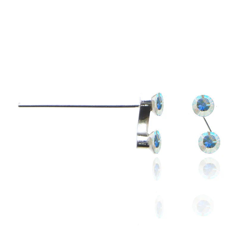 Piercing de nez en argent avec deux zircons - Image 8