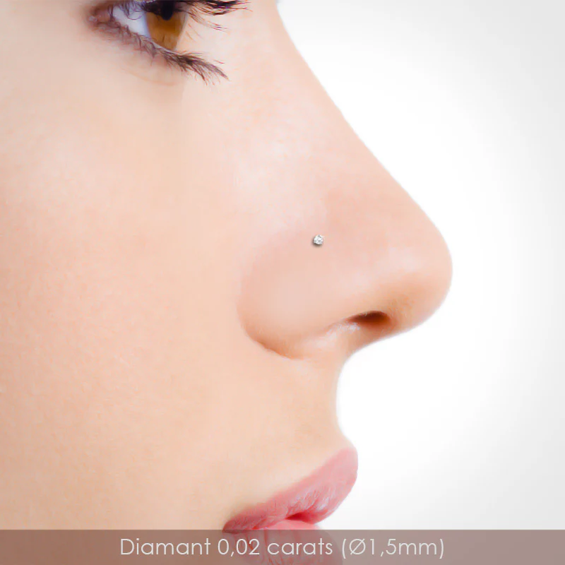 Piercing nez en or blanc avec diamant 0,02 carats - Image 2