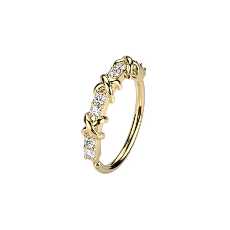 Piercing Nez ou Oreille avec brillants – Anneau Plaqué Or 14K avec Zirconium