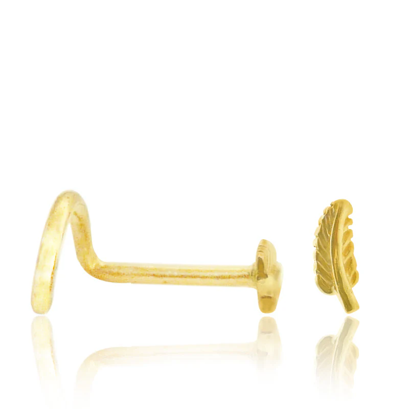 Piercing de nez plume or jaune