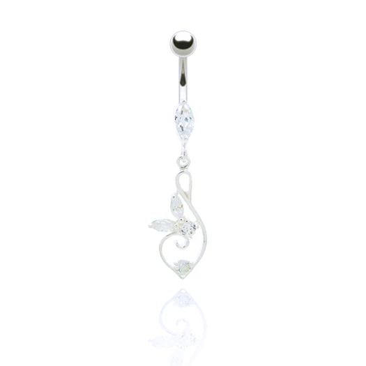 Piercing nombril pendentif avec fleur - Image 5