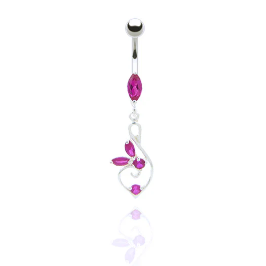 Piercing nombril pendentif avec fleur - Image 6
