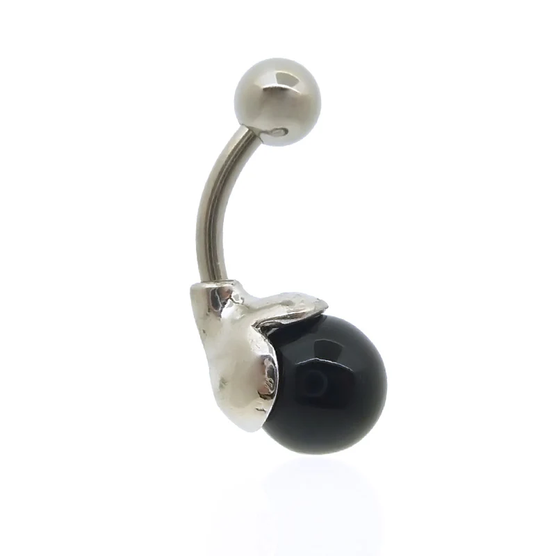 Piercing de nombril avec perle noire - Image 2