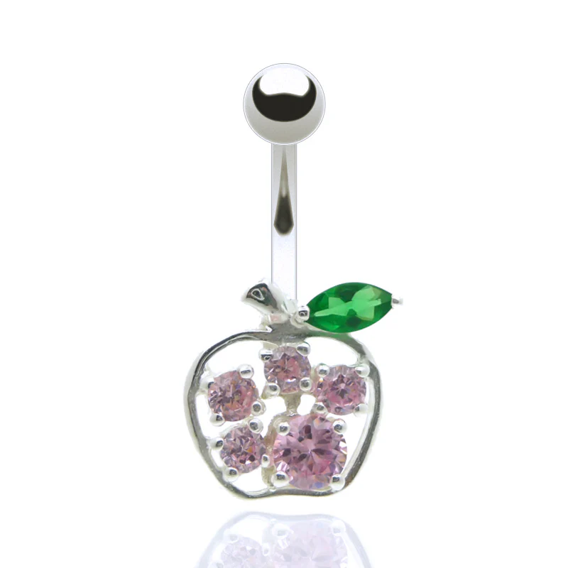 Piercing nombril acier chirurgical pomme - Image 3