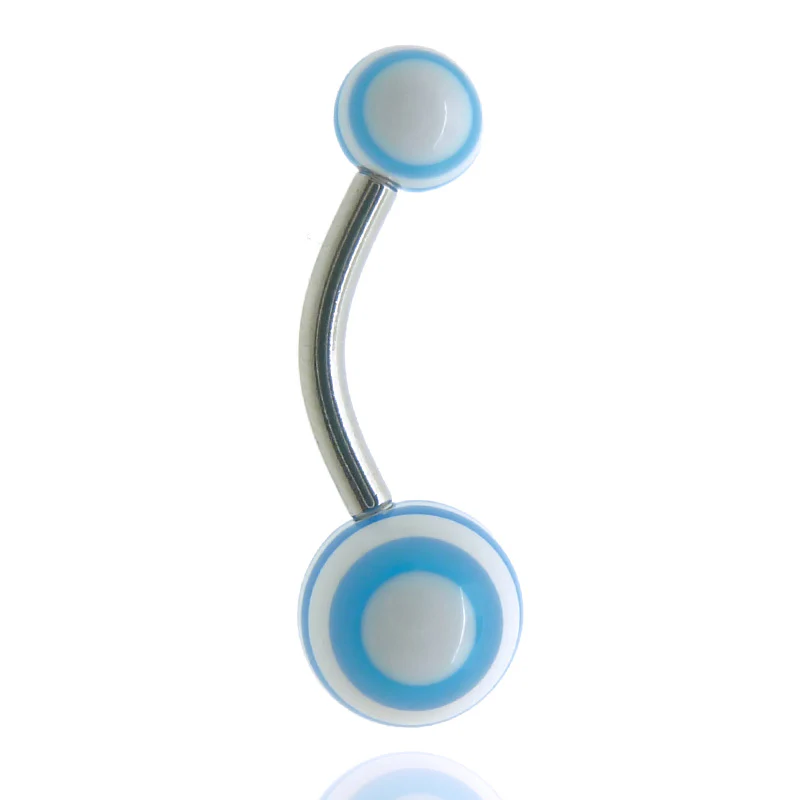 Piercing nombril acrylique rayures bleues - Image 2