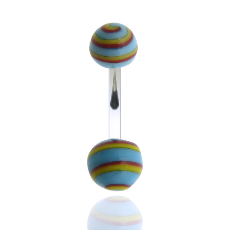 Piercing nombril acier chirurgical boules verre de murano - Image 3
