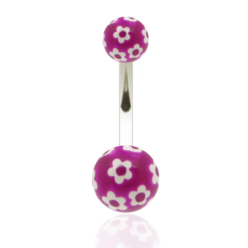 Piercing de nombril acrylique avec fleurs - Image 2